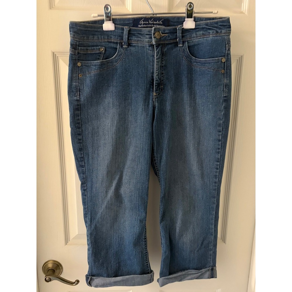 Gloria Vanderbilt Perfect Fit Women's 10 Blue Cuffed Capri Jeans